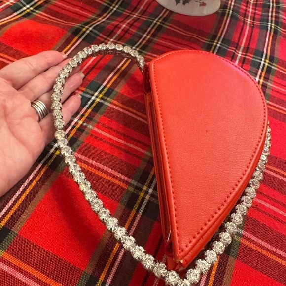 Heart-Shaped Bag with Rhinestone Handle - Picture 3 of 9